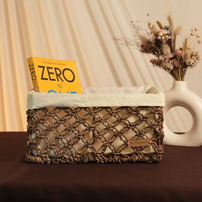 WH Knotted Organizer with Cotton Lining | Handcrafted Storage Bag – Organisers on Brown Living™. SKU: 206W. Img 1.