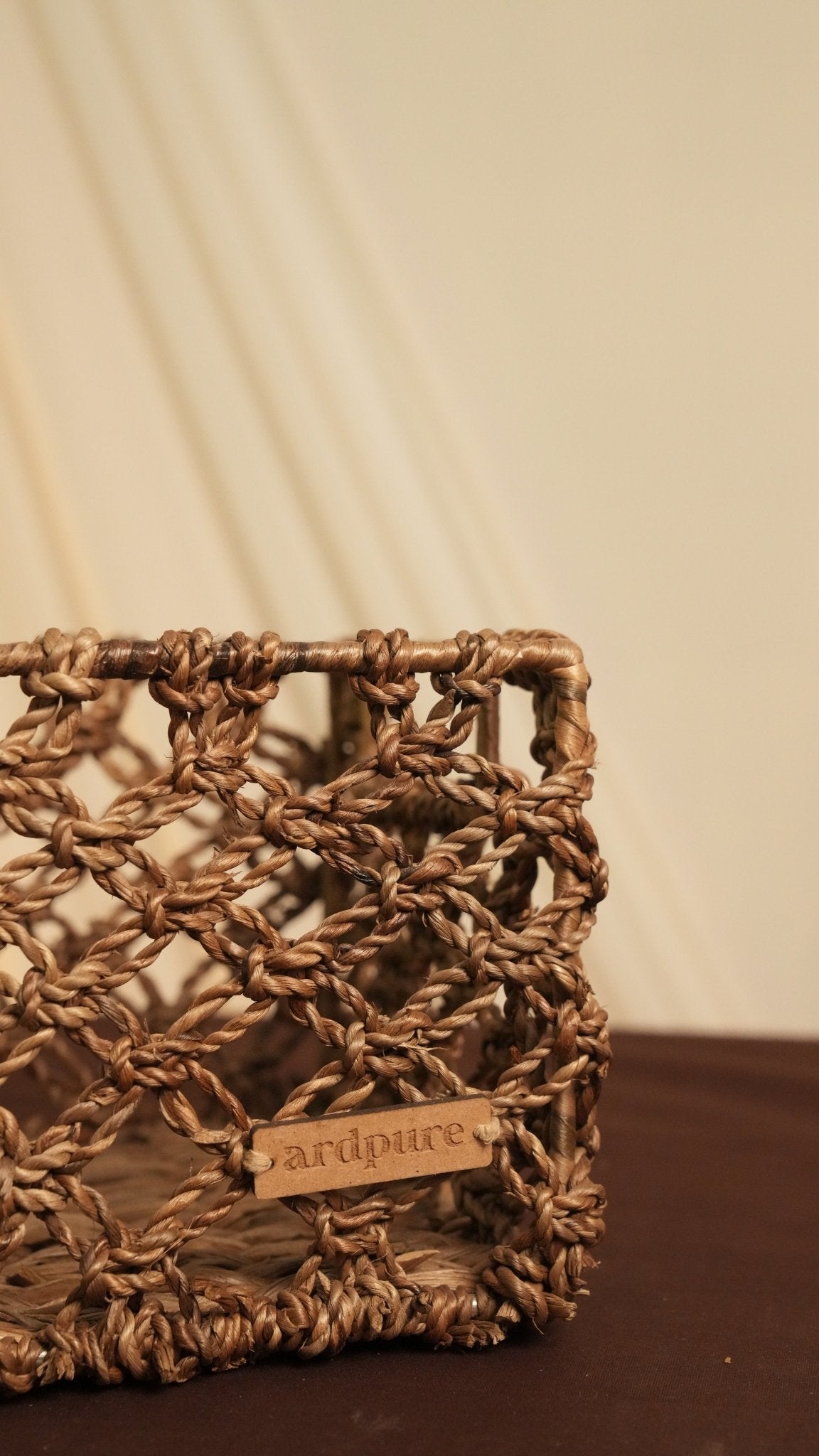 WH Knotted Organizer with Cotton Lining | Handcrafted Storage Bag – Organisers on Brown Living™. SKU: 206W. Img 4.