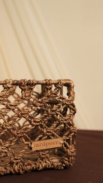 WH Knotted Organizer with Cotton Lining | Handcrafted Storage Bag – Organisers on Brown Living™. SKU: 206W. Img 4.