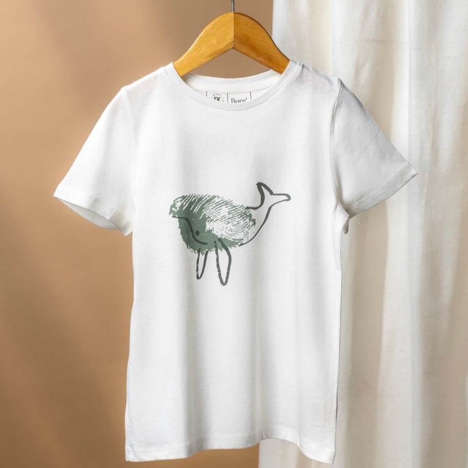 Whale by Human Nature Kids Unisex Organic Cotton T-shirt | White | Verified Sustainable by Brown Living™