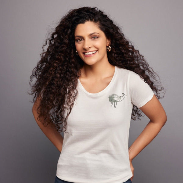 Whale Print Womens Organic Cotton T - shirt | White | Verified Sustainable Womens T - Shirt on Brown Living™