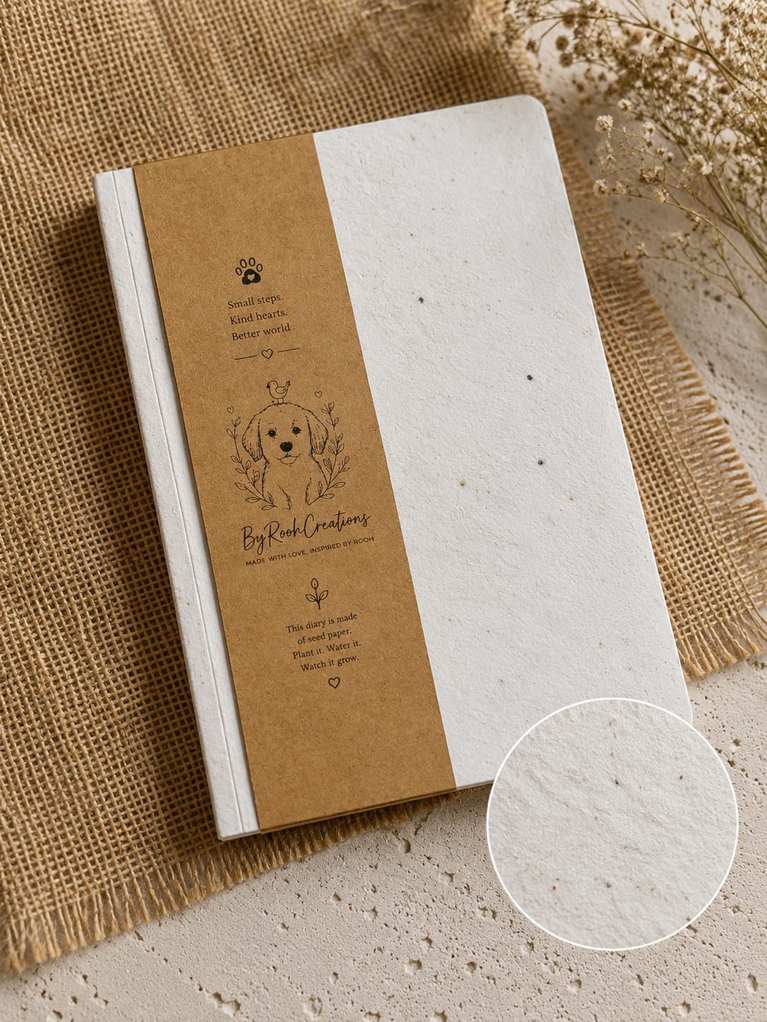Wheat Straw Diary with Plantable Seed Cover – Notebooks & Notepads on Brown Living™. SKU: BRC-ECO-WSD-SPC-01. Img 3.