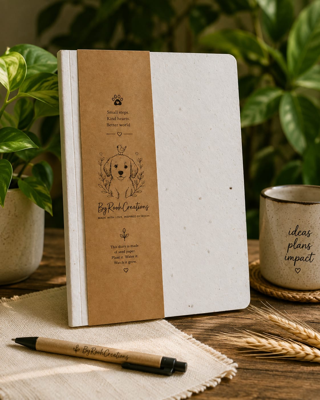 Wheat Straw Diary with Plantable Seed Cover – Notebooks & Notepads on Brown Living™. SKU: BRC-ECO-WSD-SPC-01. Img 1.