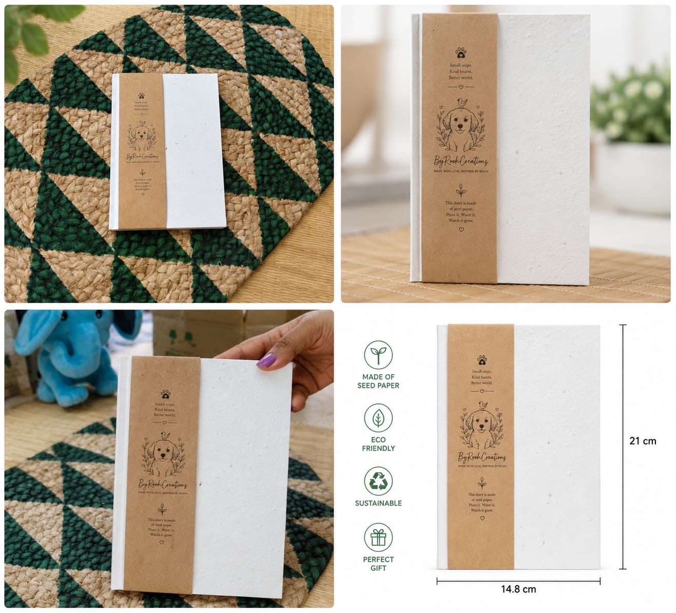 Wheat Straw Diary with Plantable Seed Cover – Notebooks & Notepads on Brown Living™. SKU: BRC-ECO-WSD-SPC-01. Img 2.