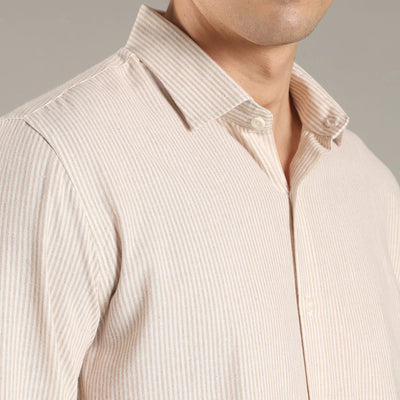 Wheat Stripe Organic Cotton Full Sleeve Men’s Shirt – Mens Shirt on Brown Living™. SKU: CS-BG-F-S. Img 3.