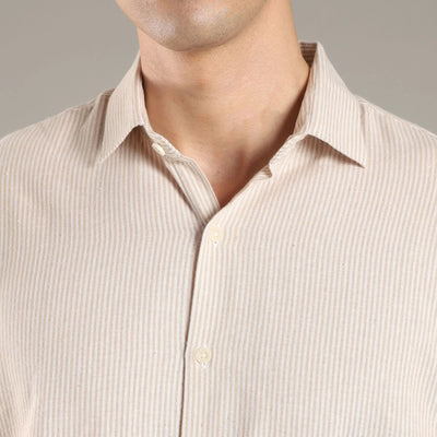 Wheat Stripe Organic Cotton Full Sleeve Men’s Shirt – Mens Shirt on Brown Living™. SKU: CS-BG-F-S. Img 4.