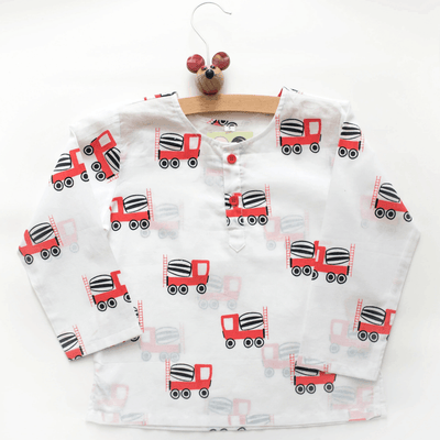 Whirly Cement Mixer - Unisex Kids Cotton Nightwear – Kids Pyjamas on Brown Living™. SKU: MITHNW-022-1. Img 6.