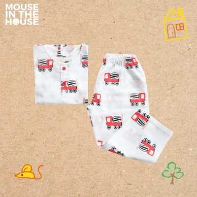 Whirly Cement Mixer - Unisex Kids Cotton Nightwear – Kids Pyjamas on Brown Living™. SKU: MITHNW-022-1. Img 2.