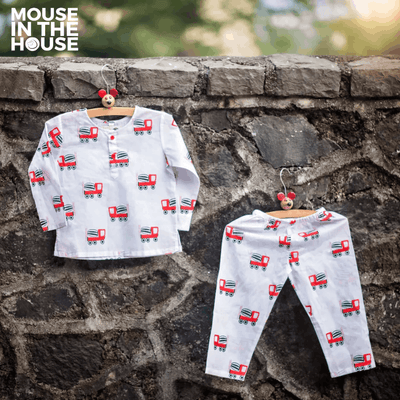 Whirly Cement Mixer - Unisex Kids Cotton Nightwear – Kids Pyjamas on Brown Living™. SKU: MITHNW-022-1. Img 7.