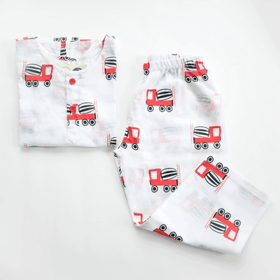 Whirly Cement Mixer - Unisex Kids Cotton Nightwear – Kids Pyjamas on Brown Living™. SKU: MITHNW-022-1. Img 4.