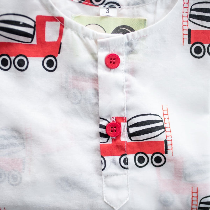 Whirly Cement Mixer - Unisex Kids Cotton Nightwear | Verified Sustainable by Brown Living™