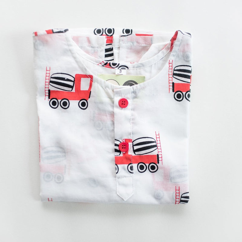 Whirly Cement Mixer - Unisex Kids Cotton Nightwear | Verified Sustainable by Brown Living™