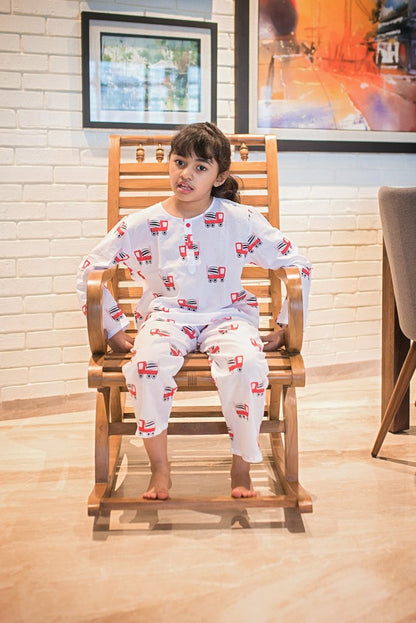 Whirly Cement Mixer - Unisex Kids Cotton Nightwear | Verified Sustainable by Brown Living™