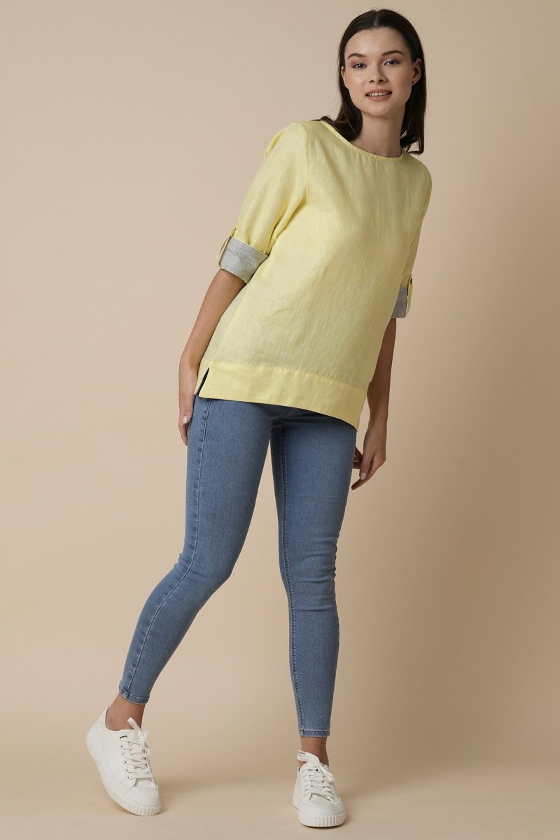 Whisper Top - Yellow - 100% Hemp | Verified Sustainable Womens Shirt on Brown Living™