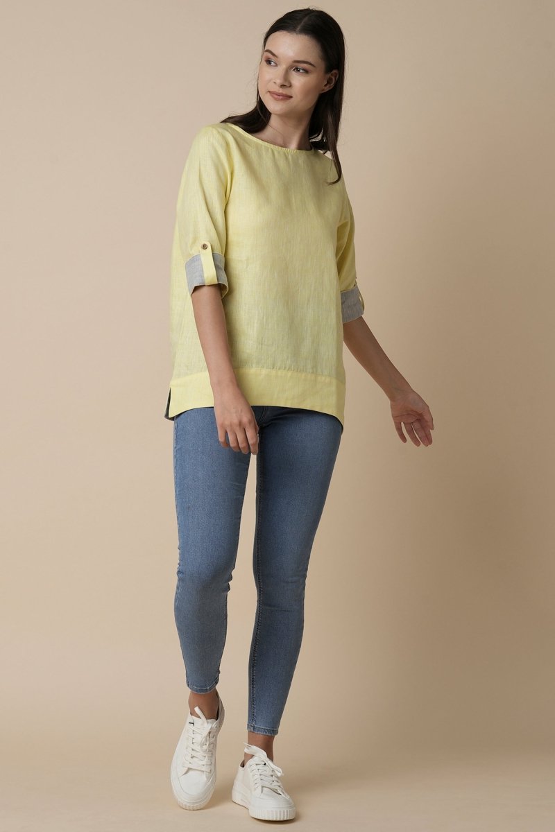 Whisper Top - Yellow - 100% Hemp | Verified Sustainable Womens Shirt on Brown Living™