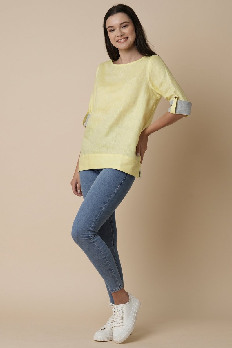 Whisper Top - Yellow - 100% Hemp | Verified Sustainable Womens Shirt on Brown Living™