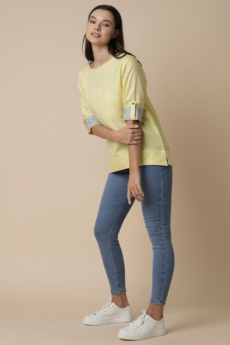 Whisper Top - Yellow - 100% Hemp | Verified Sustainable Womens Shirt on Brown Living™