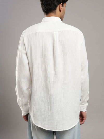 White Double Gauze Organic Cotton Full - Sleeve Men's Shirt – Mens Shirt on Brown Living™. SKU: DM-WT-F-S. Img 6.