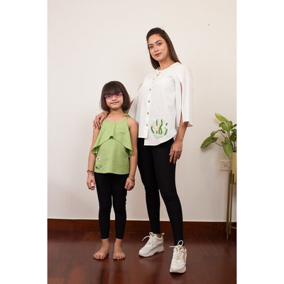 White Flashy Fern Buttoned Cotton Maternity Top for Women – Womens Maternity Wear on Brown Living™. SKU: MCBL134. Img 3.