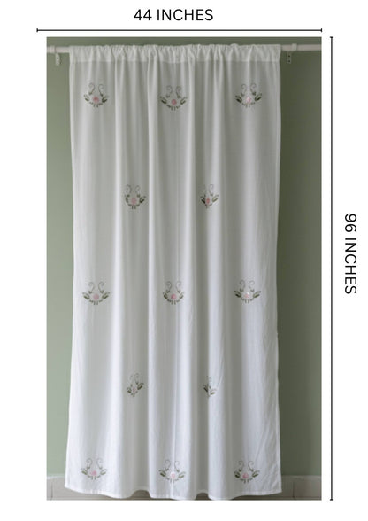 White Floral Bengal Hand Embroidery Semi Sheer Curtain – Home Decor on Brown Living™. SKU: INBCW01. Img 11.