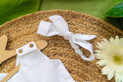 White Forest Hemp Baby Frock Soft Eco Friendly Kids Dress – Kids Frocks & Dresses on Brown Living™. SKU: ARN0010-3. Img 4.