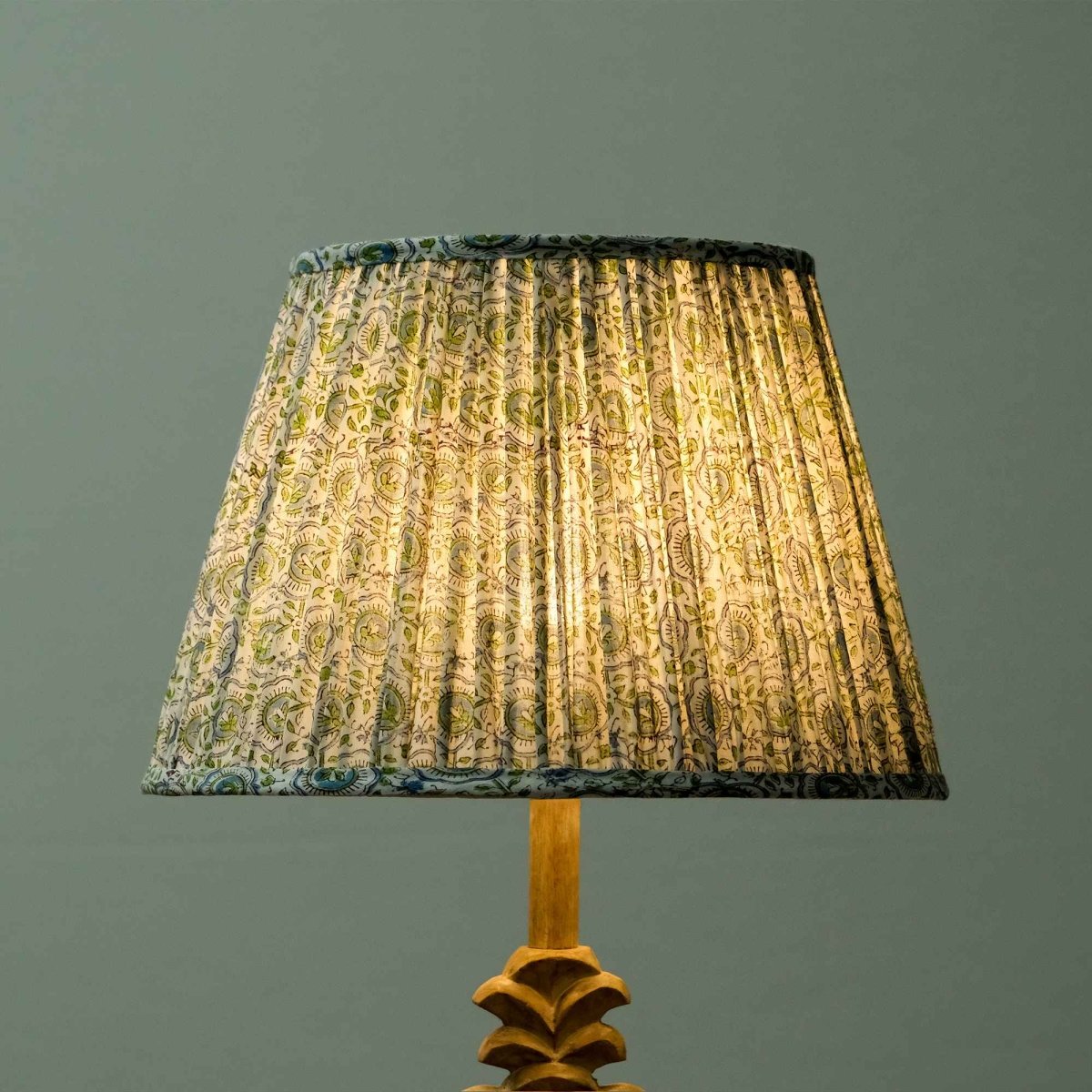 White Green Block Print Empire Lampshade – Lamps & Lighting by Inara Home available on Brown Living™. . SKU: IHLS0021 - S. Img 4.