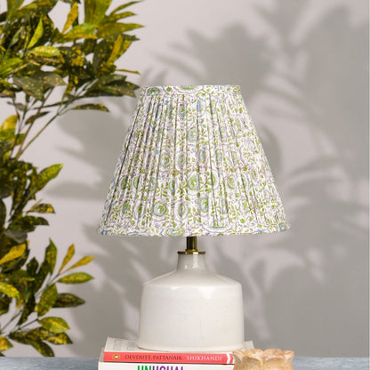 White Green Block Print Empire Lampshade – Lamps & Lighting by Inara Home available on Brown Living™. M . SKU: IHLS0021 - M. Img 1.