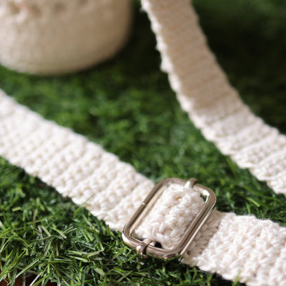 White Handmade Crochet Sling Bottle Cover | Verified Sustainable by Brown Living™