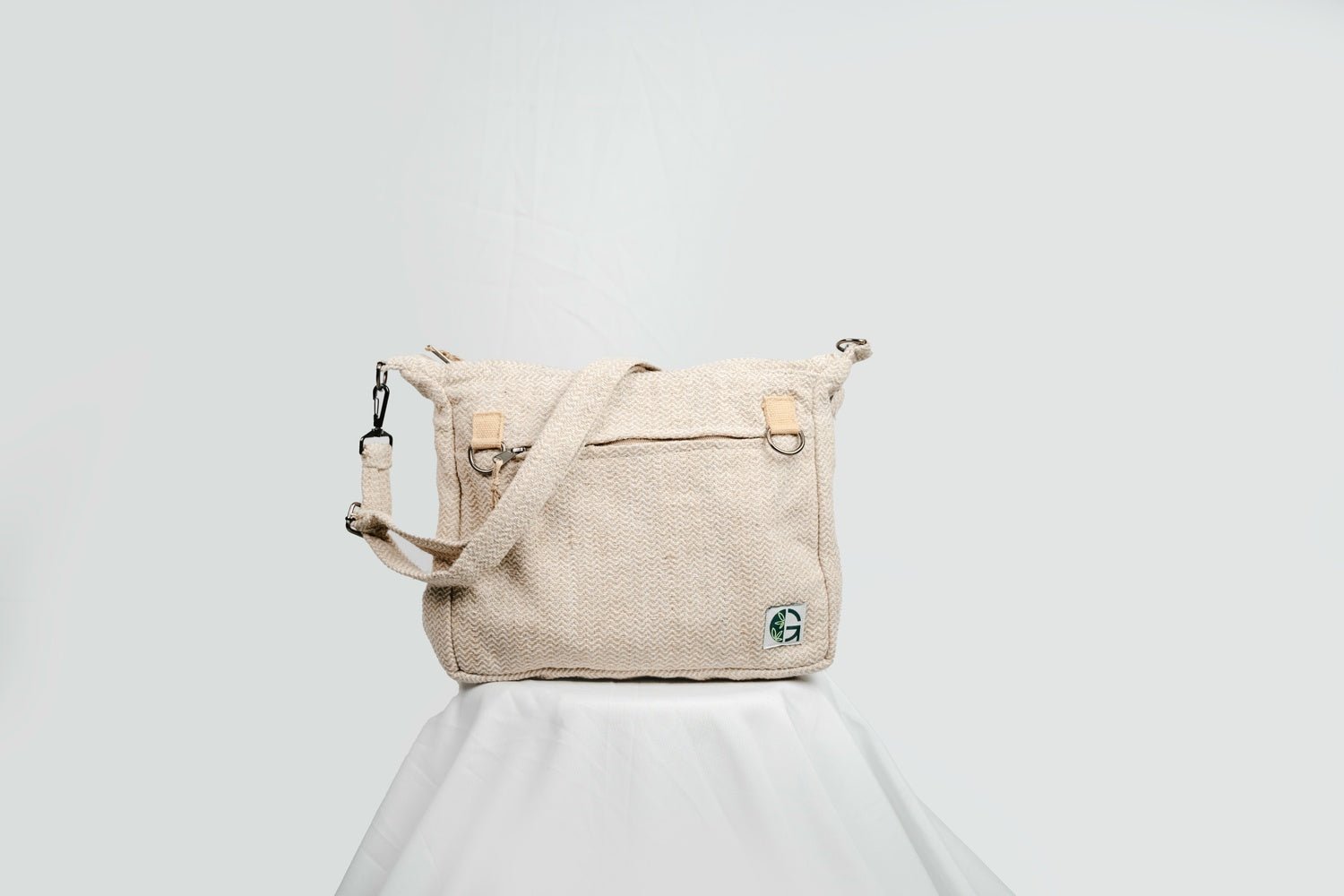 White Messenger Sling Bag | Minimal Everyday Crossbody Bag – Sling Bag on Brown Living™. SKU: OGSBM01. Img 2.