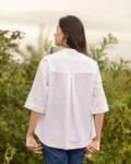 White Minimal Top | Elegant Everyday Women’s Minimalist Cotton Top – Womens Top on Brown Living™. SKU: ANTWMWFS. Img 6.