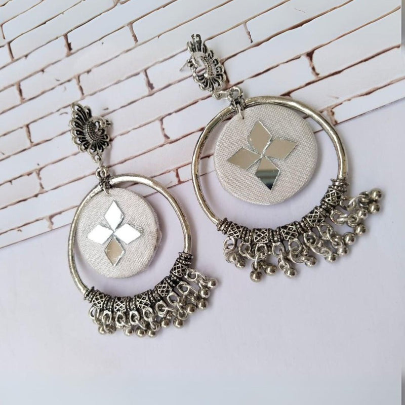 White Oxidized Jhumka Bali Earrings | Verified Sustainable by Brown Living™