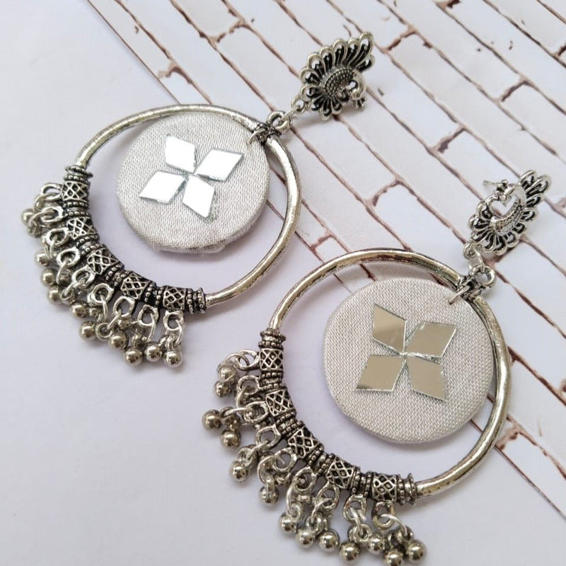 White Oxidized Jhumka Bali Earrings | Verified Sustainable Womens earrings on Brown Living™