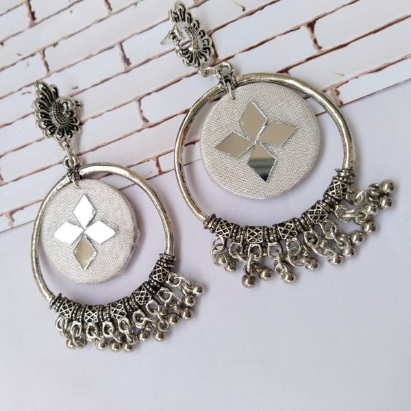 White Oxidized Jhumka Bali Earrings | Verified Sustainable Womens earrings on Brown Living™