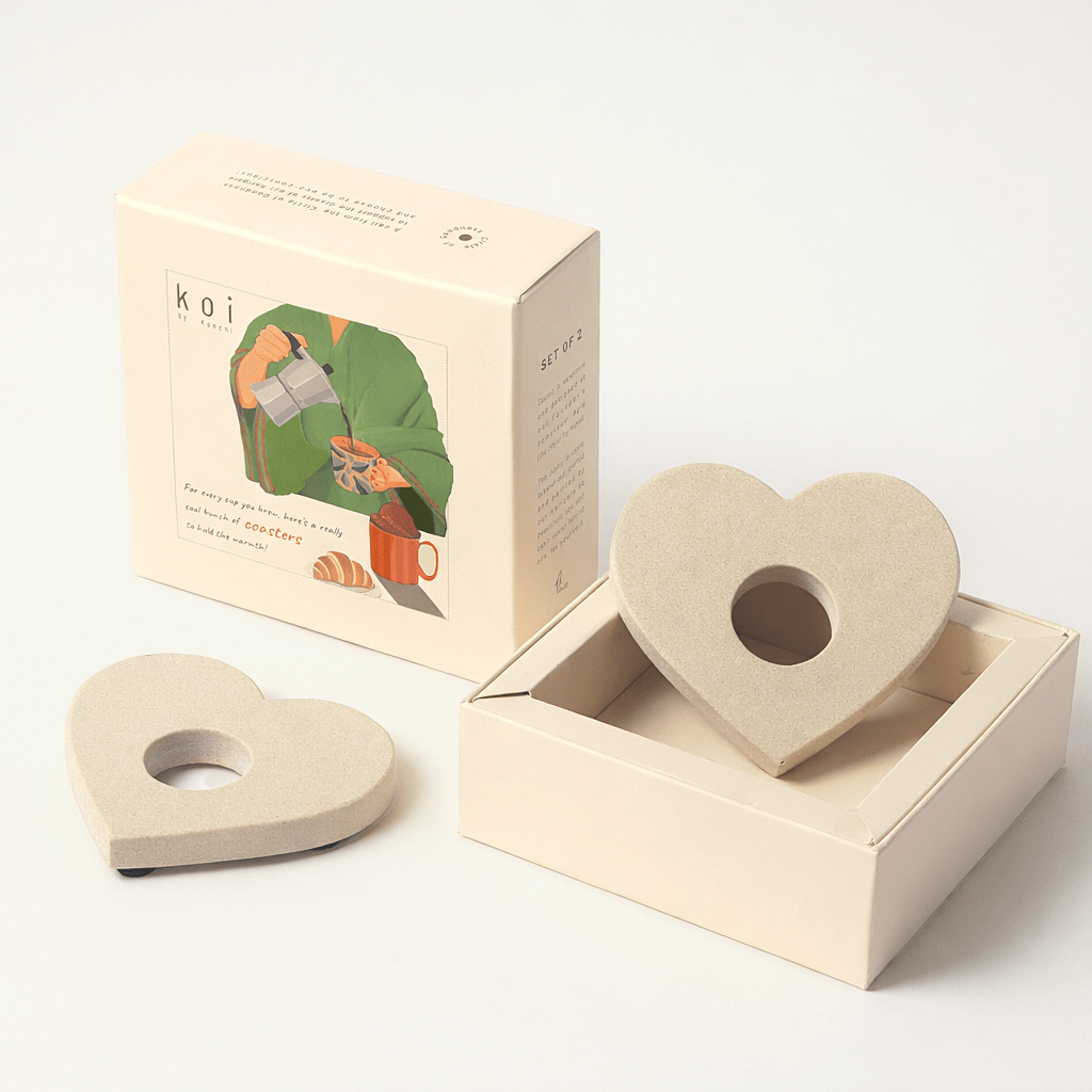 Whole At Heart Natural Sandstone Coaster Set Of 2 – Coasters on Brown Living™. SKU: KOI-CO-NS-019. Img 1.