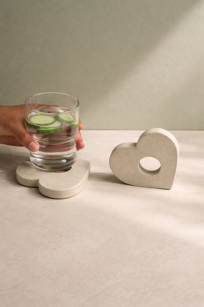 Whole At Heart Natural Sandstone Coaster Set Of 2 – Coasters on Brown Living™. SKU: KOI-CO-NS-019. Img 2.