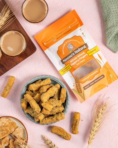 Whole Wheat Jaggery Fingers | Healthy Crunchy Snack for All Ages – Healthy Snacks on Brown Living™. SKU: NN_08. Img 1.