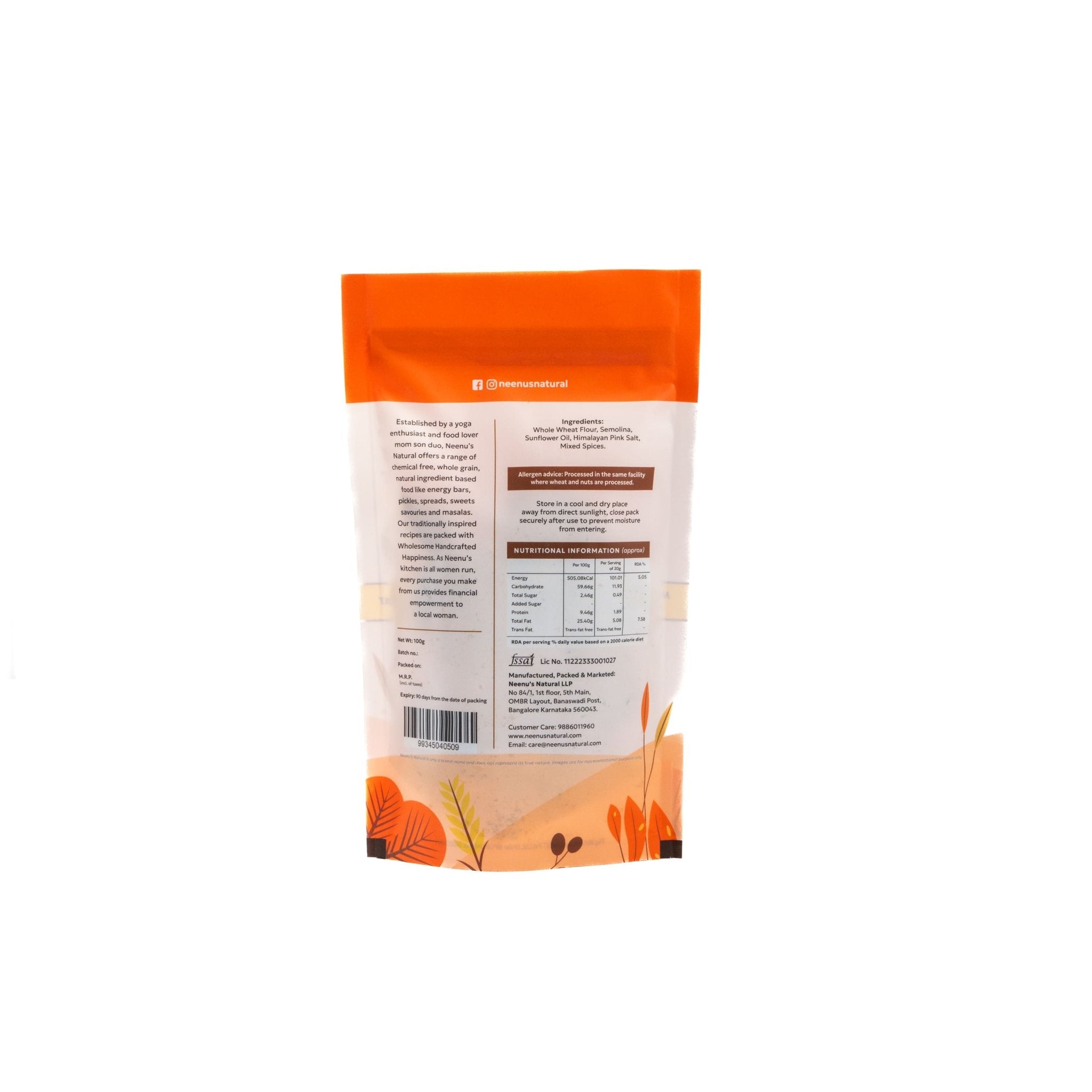 Whole Wheat Methi Mathri – Crispy, Savoury Indian Snack – Healthy Snacks on Brown Living™. SKU: NN_05. Img 4.