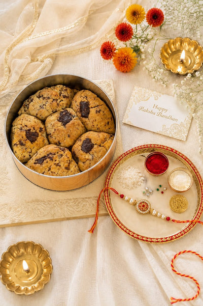 Wholesome Cookie Tin - Rakhi Special – Healthy Snacks on Brown Living™. SKU: RST-GF. Img 1.