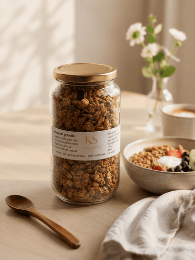 Wholesome Granola | Vegan, Gluten-Free & Refined Sugar-Free | 250g – Cereal & Meusli on Brown Living™. SKU: WGR. Img 1.