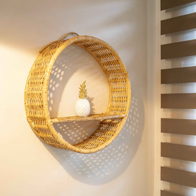 Wicker Wall Shelf | Handmade, Eco - Friendly & Stylish Home Organizer – Home Decor on Brown Living™. SKU: SYMWS001. Img 2.