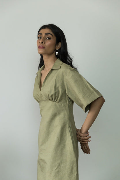 Wide Sleeve Collared Cotton Midi | Verified Sustainable by Brown Living™