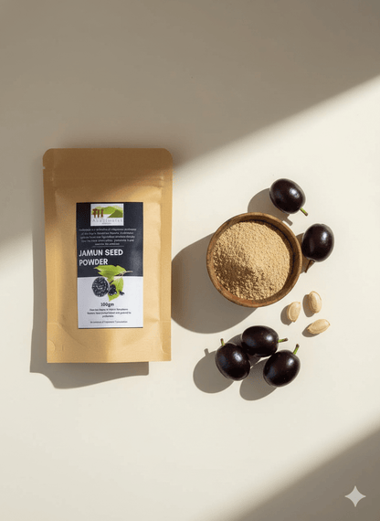 Wild Harvest Jamun Seed Powder | Natural Blood Sugar Support | 100g – Powder Drink Mixes on Brown Living™. SKU: APPCL-066. Img 1.