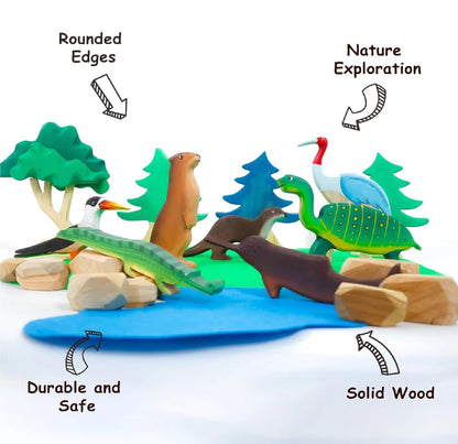 Wild Wonders of India Wooden Figurine Set | Handcrafted Wildlife Story – Learning & Educational Toys on Brown Living™. SKU: wild. Img 5.