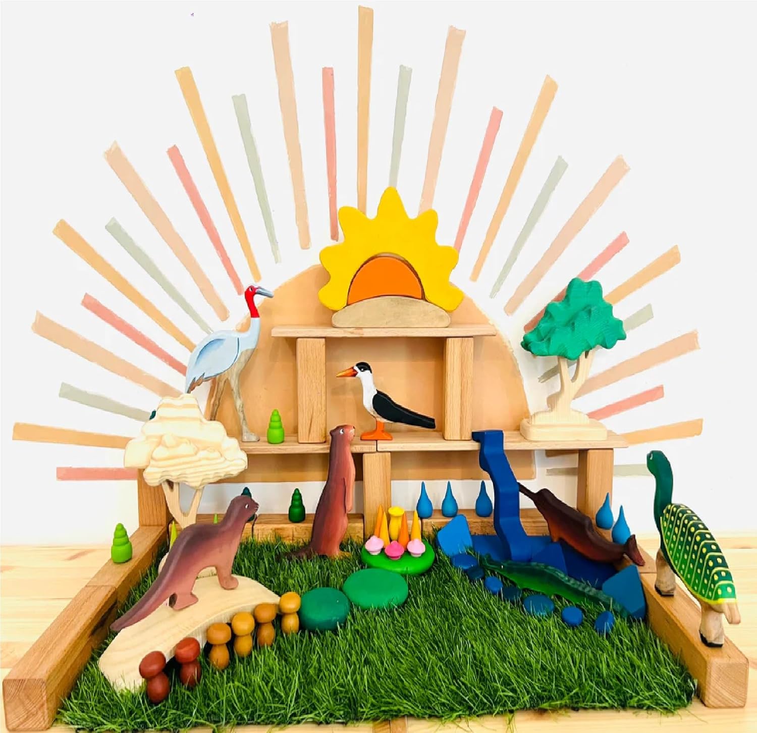 Wild Wonders of India Wooden Figurine Set | Handcrafted Wildlife Story – Learning & Educational Toys on Brown Living™. SKU: wild. Img 2.