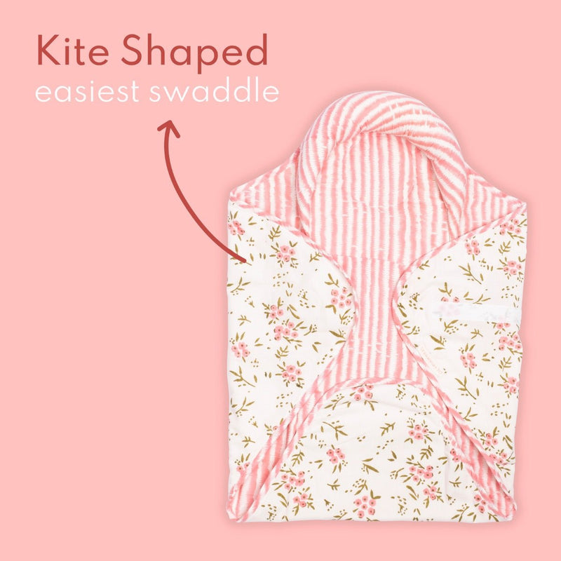 Wildflowers Pink- Knitted Cotton Baby Wrap | Verified Sustainable Baby Swaddle on Brown Living™