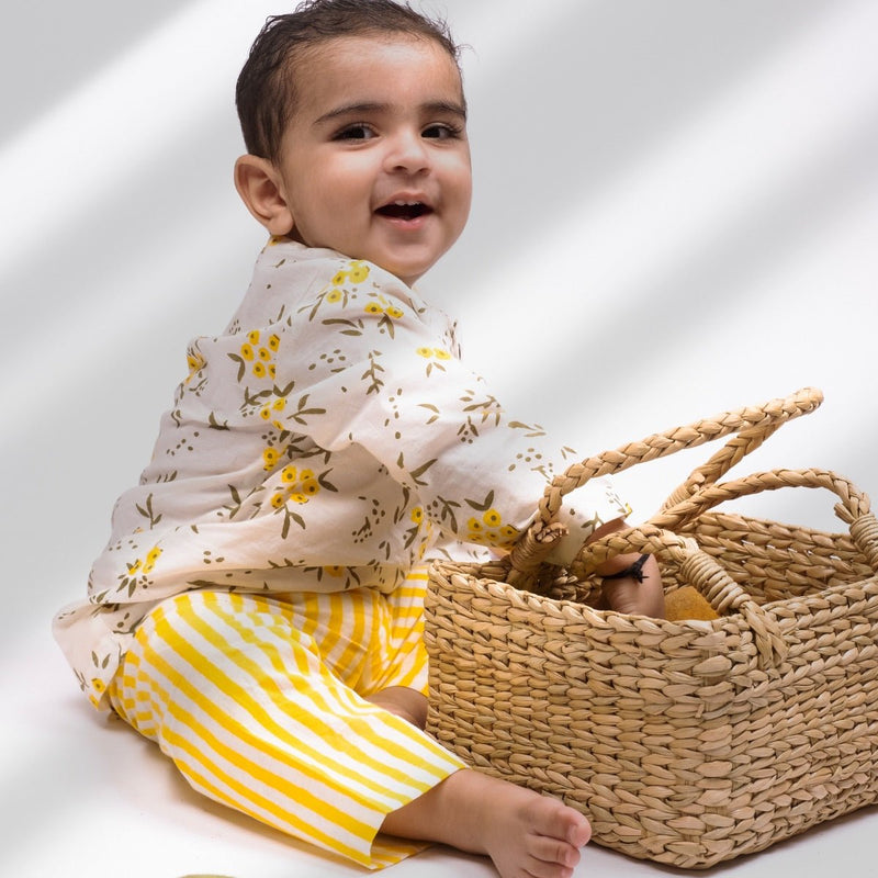 Wildflowers Yellow- Infant Cotton Pyjama Set | Verified Sustainable Kids Pajamas on Brown Living™