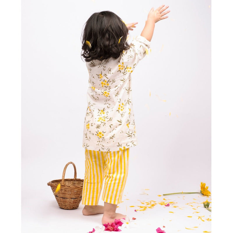 Wildflowers Yellow- Kids Cotton Pyjama Set | Verified Sustainable Kids Pajamas on Brown Living™