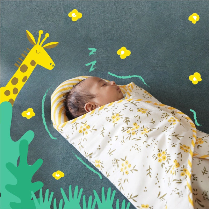 Wildflowers Yellow- Knitted Cotton Baby Wrap | Verified Sustainable Baby Swaddle on Brown Living™