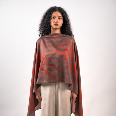 Wine Eucalyptus Silk Scarf – Handcrafted Natural Silk Stole – Womens Scarf on Brown Living™. SKU: scarfwine. Img 5.