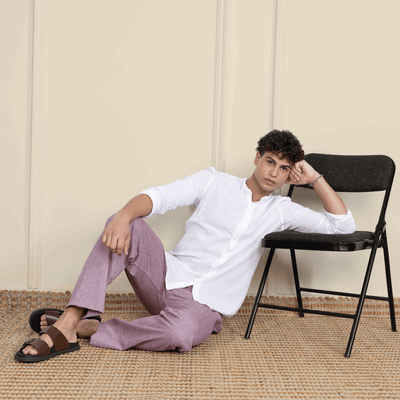 Wine Men's Lounge Pant | Fits Waist Size 28" to 36" – Mens Pyjama on Brown Living™. SKU: AT01039. Img 4.